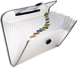 Lamok Portable A4 Legal Document Organizer - Expanding Accordion File with Label Card Folders Window and Press Lock for Daily Use (Pack of 2, Black)