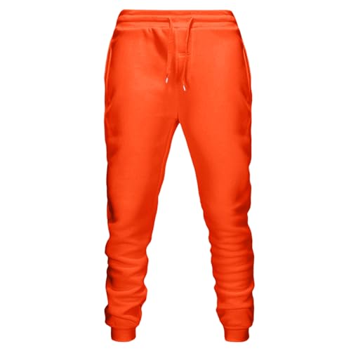 Bacrelax Men's Jogger Sweatpants Elastic Waist Drawstring Straight Leg Casual Pants Fashion Active Workout Yoga Running Pants Orange