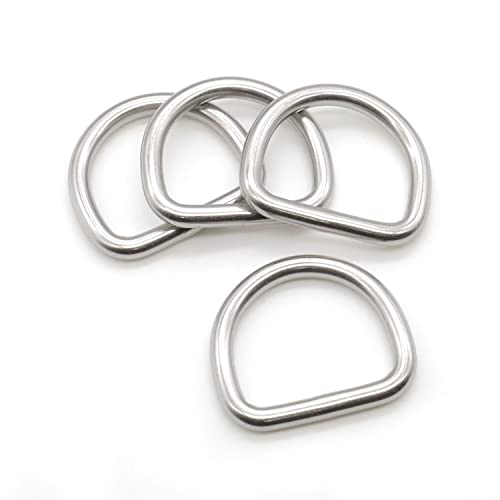 Image of 10 Pcs 304 Stainless Steel Heavy Duty Welded D Ring Solid Metal D Rings for Camping Belt, Dog Leashes Hardware