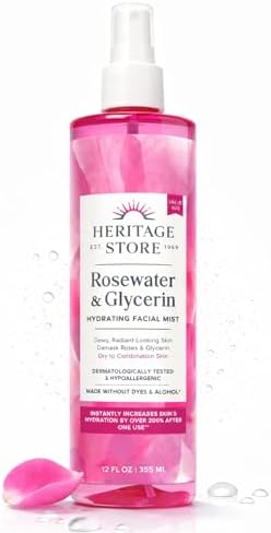 HERITAGE STORE Rosewater & Glycerin Facial Mist, 12 fl oz