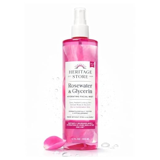 HERITAGE STORE Rosewater & Glycerin Hydrating Facial Mist for Dewy, Radiant Skin | No Dyes or Alcohol, Cruelty Free (12oz)