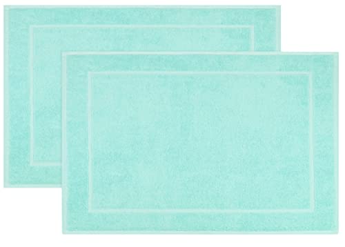 ZOLLNER 2er Set Badevorlagen, Badematten, 50x70 cm, Baumwolle, Mint