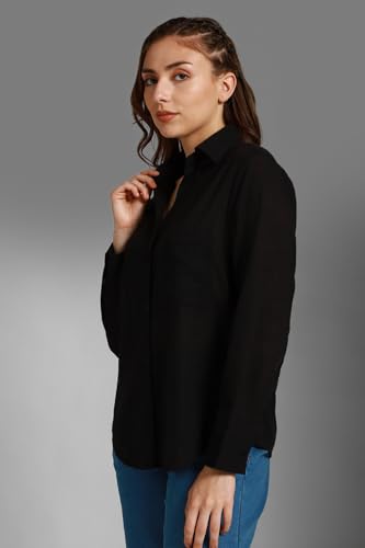 Image of High Star Women's Classic Oversized Spread Collar Long Sleeves Cotton Casual Shirt
