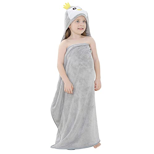 Michley Cartoon Hooded Baby Towel Unisex, Premium Soft Swimming Bathrobe Large Washcloths 31.5" X 53" For 0-9T (Penguin) #TOP5