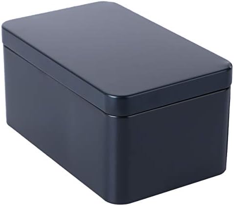 Housoutil Tinplate Box Empty Tin Box with Lid, Metal Tin Can Rectangular Storage Container for Tea, Treats, Gifts, Candle, Favors and Crafts ( Black ) Tea Organizer