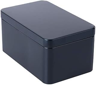 Housoutil Tinplate Box Empty Tin Box with Lid, Metal Tin Can Rectangular Storage Container for Tea, Treats, Gifts, Candle, Favors and Crafts ( Black ) Tea Organizer