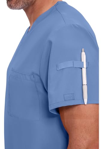 Image of Dickies EDS Essentials Scrubs for Men V-Neck 360 Stretch Medical Scrub Top | Relaxed Fit, 2 Pocket Design, 360 Stretch, Moisture Wicking Fabric, Durable Construction, Side Vents, Easy Care