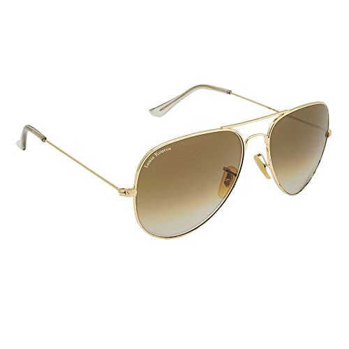 Image of Louis Kouros Armstoner Aviator Classic Trendy 3026 sunglasses | Mirror Lens | 400 UV Protected | For Men's Women's | Medium | 62mm Lens Width