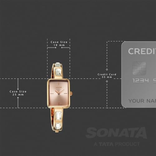 Image of Sonata Aura 2.0 Quartz Pink Dial Rose Gold Stainless Steel Strap Analog Watch for Women - 87096WM01W