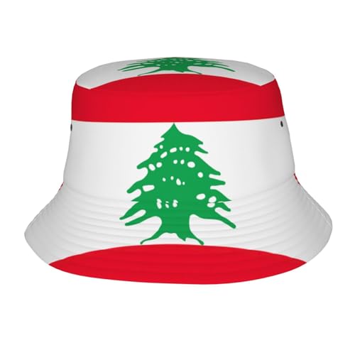 nanger Flag of Lebanon Sun-Proof Hat Beach Bucket Cap for Summer Outdoor Fishing Trips Uv Protection, Unisex Black