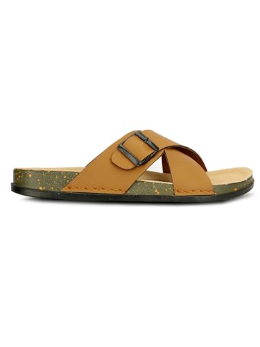 Image of Men Cross Strap Buckle Slippers | Casual Sandals for Men | Comfortable Footwear | Stylish Slip-On Sandals | Anti-Slip Rubber Sole