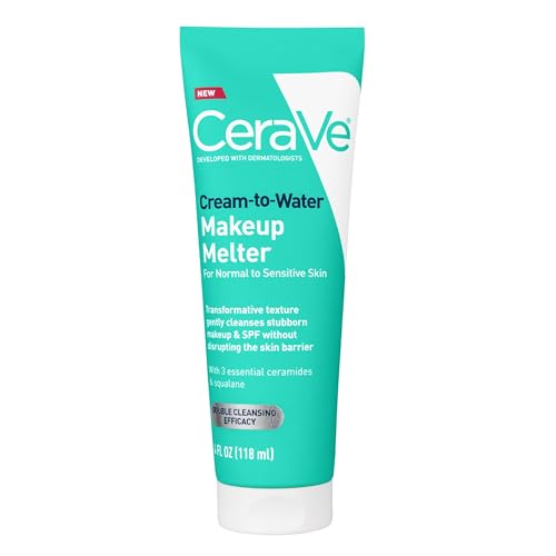 CeraVe Cream-to-Water Makeup Melter with Squalane & Ceramides, Facial Cleanser for Makeup Removal & Double Cleansing & 48h Hydration, Fragrance-Free, Safe for Sensitive Skin, 4 oz