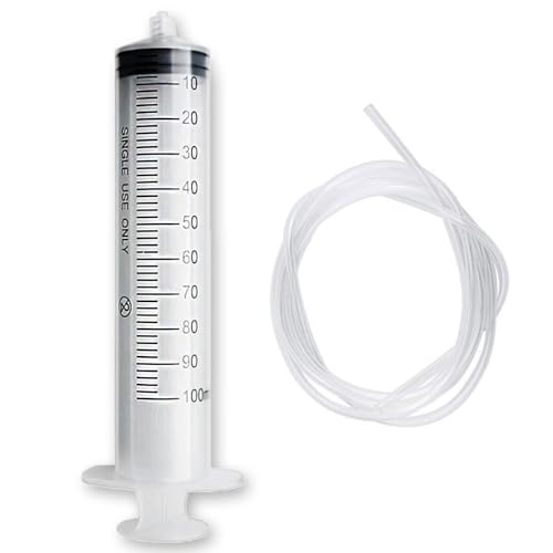 100ml Plastic Syringe with 1m Tube Large Syringe with Measurement Measuring Tool for Liquids Oil Industry Plant Irrigation Pet Feeding Labor&Science Use