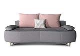 Schlaffläche 137x190 cm Collection AB B-famous Alana Schlafsofa mit Bettfunktion und Bettkasten, Strukturstoff grau/rose, 200x101x98 cm