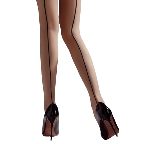 Image of Verdancy Women's 15D Sheer Pantyhose with Backseam & Cuban Heels High Waist Tights Plus Size Ultra Stretchable Stockings