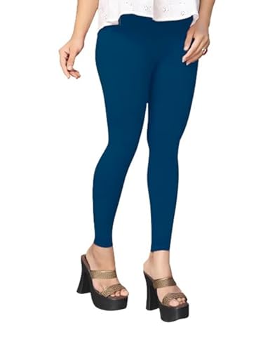 Image of Women's Cotton Skinny Leggings with Ankle Length Solid Pattern Mid Rise and Elastic Closure | Cotton Skinny Leggings for Womens