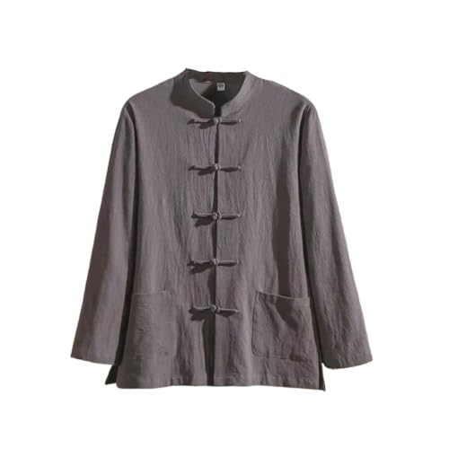 Chemise chinoise lin et coton pour homme avec finitions haut de gamme et boutons Tang artisanaux
