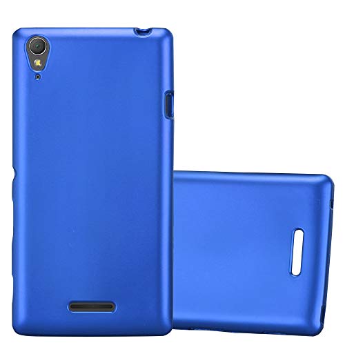 Cadorabo Case Compatible with Sony Xperia T3 in Metallic Blue - Shockproof and Scratch Resistant TPU Silicone Cover - Ultra Slim Protective Gel Shell Bumper Back Skin