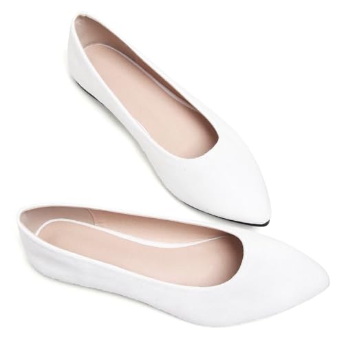 Image of Dear Time Women's Pointed Toe Ballet Flats Simple Casual Office Work Flats Slip-on Comfortable Shoes