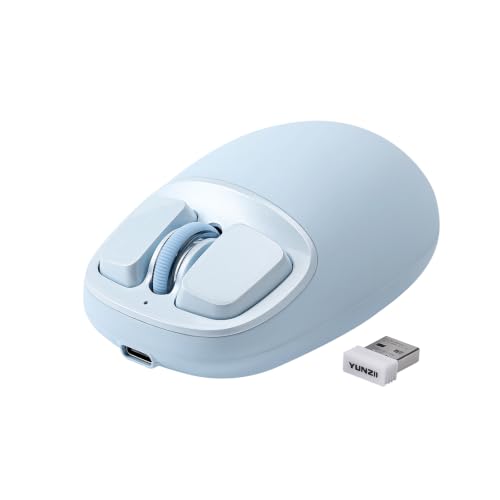 Image of YUNZll C1 Silicone Wireless Mouse, Tri-Mode 2.4G /USB-C /Bluetooth Mouse, 4800 DPl Optical Tracking, 6 Adjustment Levels,Customize Mice for Laptop, Computer, iPad, MacBook (Blue)