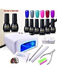 FairyGlo Nail Polish 36W UV Lamp Base Top Nail Art Gel Manicure Tools Cleanser Plus Nail Files Removers Buffer Nipper Push Strip Roll Wipes Soak Off 6PCS S00022