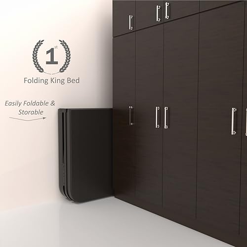 Image of Honey Touch Nova Folding King Size Bed with Ortho Tri Layer Mattress | No Assembly Required | Foldable Bed for Sleeping /Guests /Rented Apartments /Bedroom(6x6.25ft, Black)