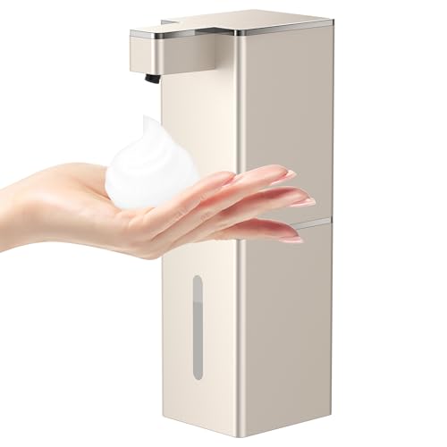ソープディスペンサー ハンドソープ 自動 泡 吐出量4段階調 400ml 壁掛け ノータッチ オートディスペンサー IPX5防水 静かな音 ディスペンサー 細かい泡 充電式 食器用洗剤 キッチン 洗面所などに適用 シャンパンゴールド Gogorelax