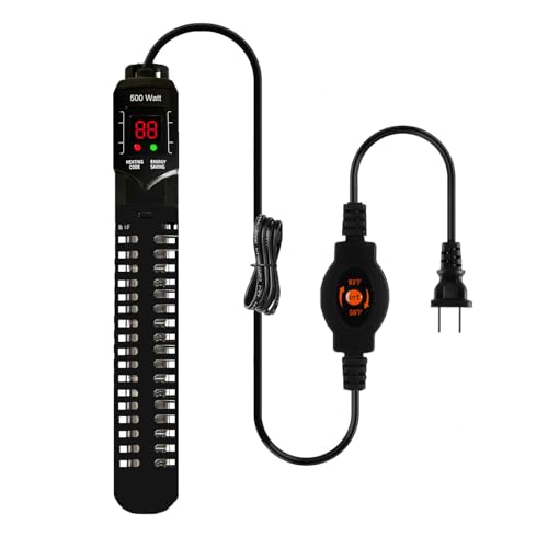 HKLWAEE Aquarium Heater 500W, Fish Tank Heater 55 Gallon 75 Gallon 80 Gallon 90 Gallon 100 Gallon Submersible Water Heater, Freshwater and Saltwater Fish Tank