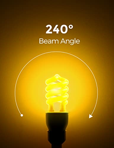 Lohas Yellow Bug Light Bulbs Outdoor, 14W Cfl Bug Lights For Outside, 2000K Amber Outdoor Fluorescent Porch Light Bulb, Non-Attracting, E26 Base, Not-Dimmable, Ideal For Patio, Deck, Backyard, 2 Pack #TOP7