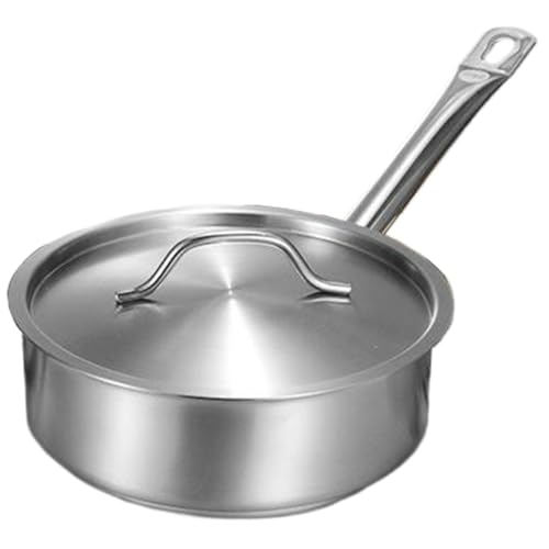 NASSMOSSE Stainless Steel Sauté Pan, 9.5 Inch 4L Frying Pan with Lid, Non-Stick 3-Ply Stainless Clad Cookware, Cooking Pan with Handle