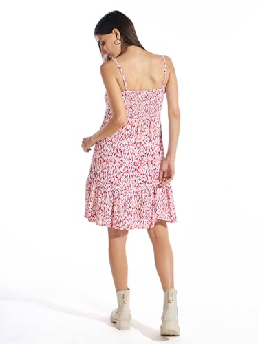 Image of Bewakoof Women's Solid Regular Fit Strappy Shoulder Straps Viscose Dress