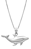 Honolulu Jewelry Company Sterling Silver Dolphin Ocean Sea Life Necklace Pendant with 18' Box Chain