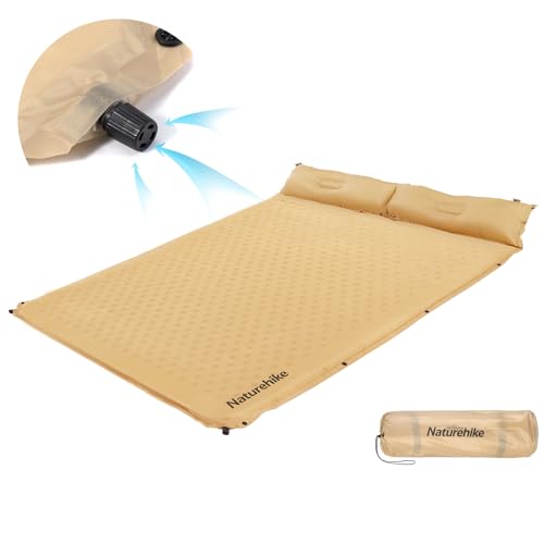 Naturehike Self-Inflating Sleeping Pad, Ultralight Memory Foam Pad with Pillow, Fast Inflating, Patchwork Sleeping Pad for Hiking, RV Camping, Full, Yellow