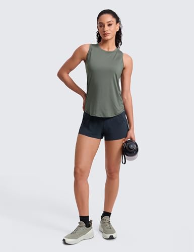Image of CRZ YOGA Lightweight Racerback Tank Top | Workout, Moisture Wicking, Classic Fit, Hip Length, Reflective Spots, Sleeveless Shirts for Women