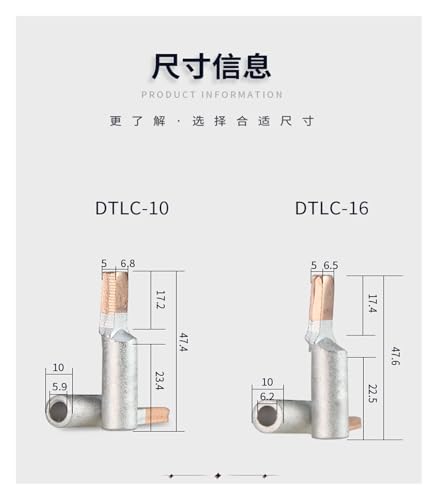 Bornier ouvert DTLC-6 en cuivre-aluminium pour connexion de transition de fil aluminium x5