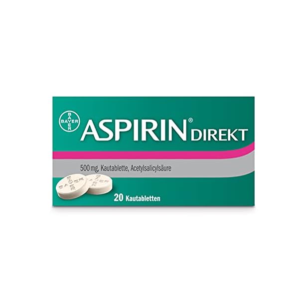 ASPIRIN Direkt Kautabletten - ideal für unterwegs - Einnahme ohne Wasser - 1x20 Stück