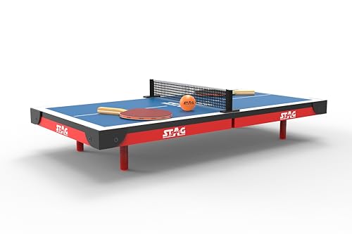 Image of Stag Super Mini Table Tennis Table (TT) Portable Indoor Ping Pong Table for Kids Fun Recreational Play with TT Rackets and Balls All in a Briefcase Size Foldable Design