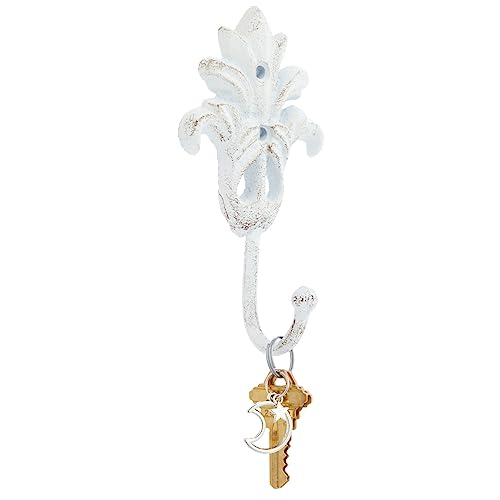 Set Of 3 Cast Iron Wall Hooks, French Country Farmhouse Design, Includes Screws And Anchors (6.5 In, White) #TOP7