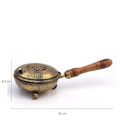 Image of DSH Home Purifying Hand-Loban Incense Burner, Loban Burner with Handle, Dhoop Dhuni Burner Sambrani Dhoop, Resin & Home Office Temple Prayer Butler (Antique)