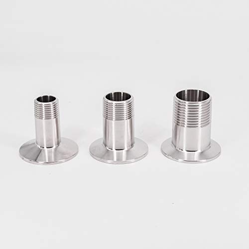 Adaptador 3/8" BSPT macho a Tri Clamp de 0,75" en acero inoxidable SUS 304 6