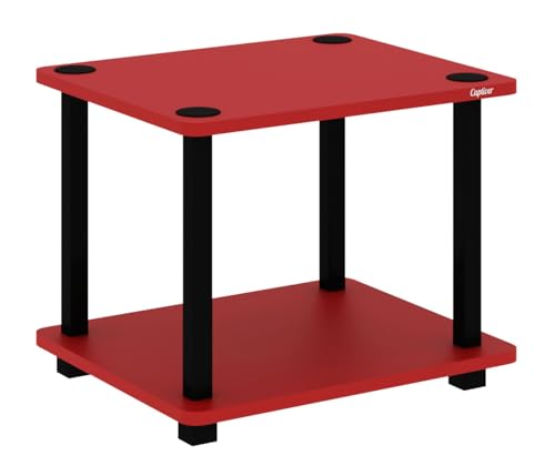 Image of Captiver Samrat Engineered Wood Stool Bed Side Tea Table (38X46X33.4 CM,Red) Living Room Kitchen Drying Library Office Corner Shelves Multipurpose Storage Racks Organizer
