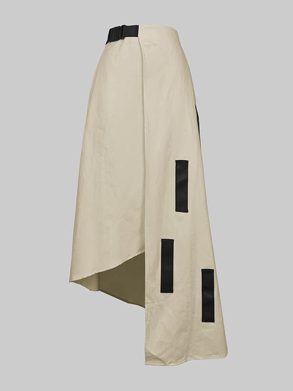 UOOZEE Women's Asymmetrical High Low Skirt Elastic High Waist Dressy Casual Business Work Midi Skirt with Pockets3