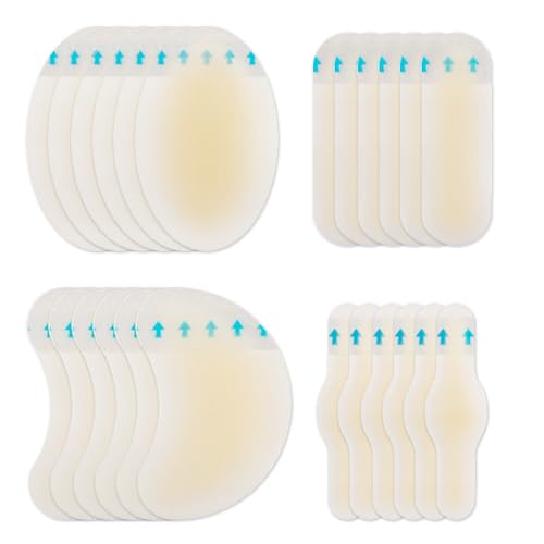 24 Pcs Gel Blister Bandages Pads,Plasters Blister Gel Guard Invisible Protector,Waterproof Bandages Blister Cushion Protector Pad for Heel Foot Toe and Guard Skin(4 * 6P)