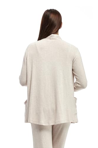 Image of LA CERA Women's Open Front Casual Long Sleeve Knit Classic Sweaters Comfortable Brushed Cascase Cardigan