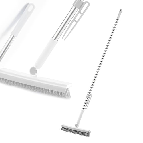 デッキブラシ 掃除用ブラシ 3in1 145cm ウォータースクレーパー 水切りワイパー 3段長さ調節可能 耐久性 ベランダ/玄関/床/屋外/庭園/お風呂にも適用 プールといっ掃除用品 (ホワイト)