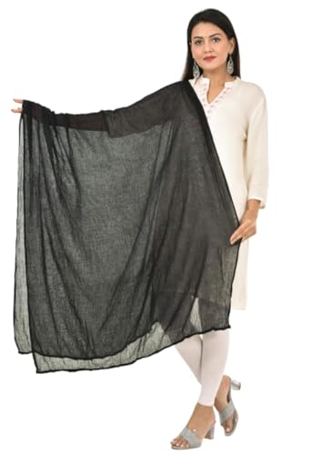 Cotton Dupatta Solid Color Black Scarf for Girls Indian Stole Hearwarp Scarves