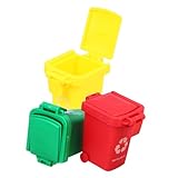 LRXIYODE Kinder Kleiner Mülleimer Satz Spielzeug Mülltonnen Mit Deckel Lernhilfe Für Mülltrennung Kindergarten Schule Puppenhaus