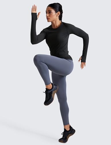 CRZ YOGA Seamless Workout Long Sleeve Shirts for Women Breathable Athletic Gym Tops Crew Neck Running Yoga T-Shirt3