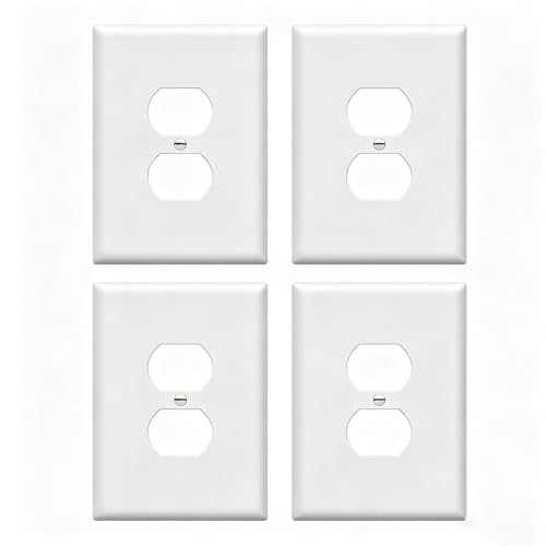 Image of ZEFTV Over-Size Duplex Outlet Cover Wall Plates 1-Gang 5.5 inch x 3.5 inch Switch Outlet Electrical Cover Plate Unbreakable Thermoplastic Faceplate for Light Receptacle Outlet Switch, White (4 Pack)