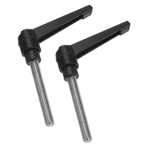 Image of uxcell 2pcs Clamping Lever Handles, M8 x 60mm 304 Stainless Steel Threaded Male Stud, Adjustable Handles Locking Quick Release Ratchet Push Button Bolt Knobs, Black